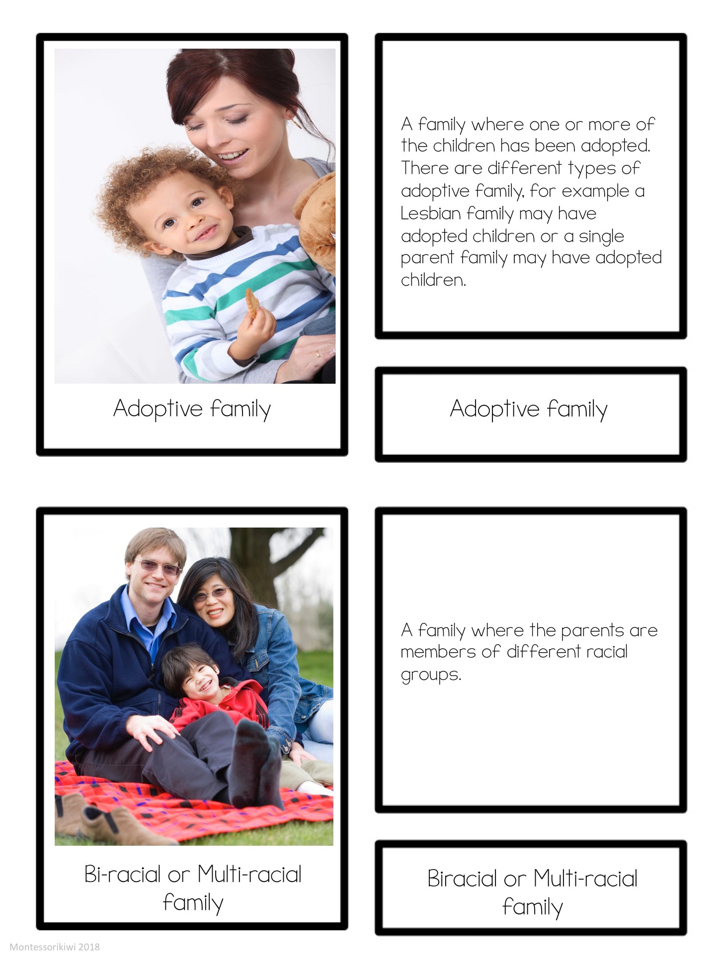 Family types matching cards - montessorikiwi