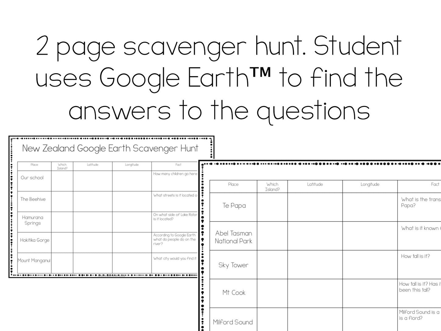 New Zealand Scavenger Hunt works with Google Classroom™ - Digital - montessorikiwi