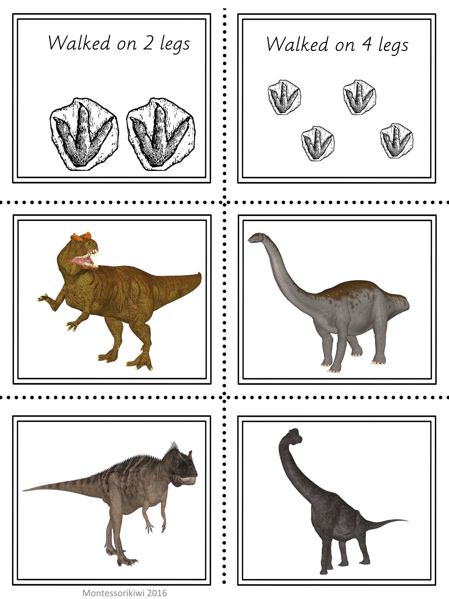 Dinosaur Sorting 2 legs or 4? - montessorikiwi