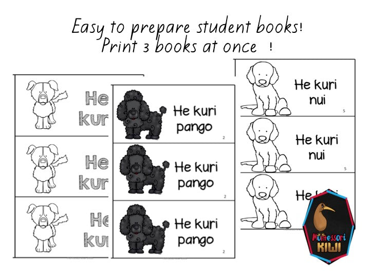 Nga Kuri - Te Reo Maori emergent reader - montessorikiwi