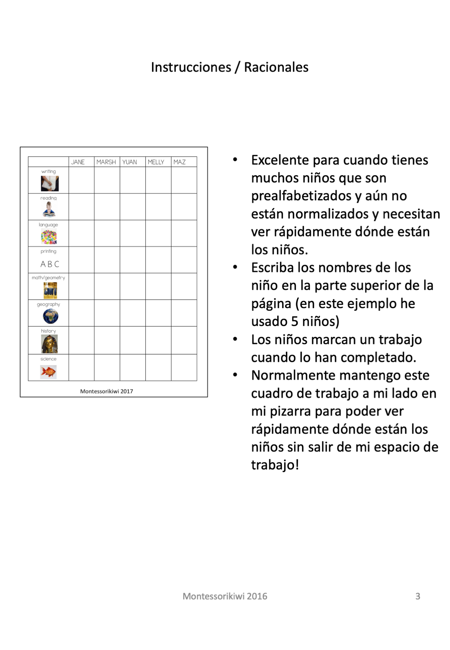 Agenda de trabajo Montessori/diario/planifíca tu día para tu niño (Work plans) - montessorikiwi