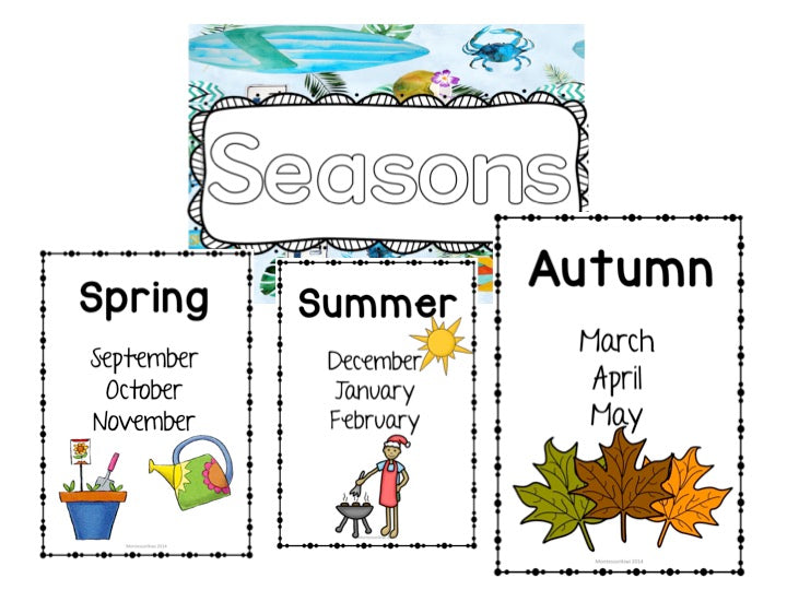 Australia and New Zealand Seasons - montessorikiwi