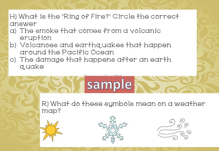 Montessori Earth Science Test for Assessment - montessorikiwi