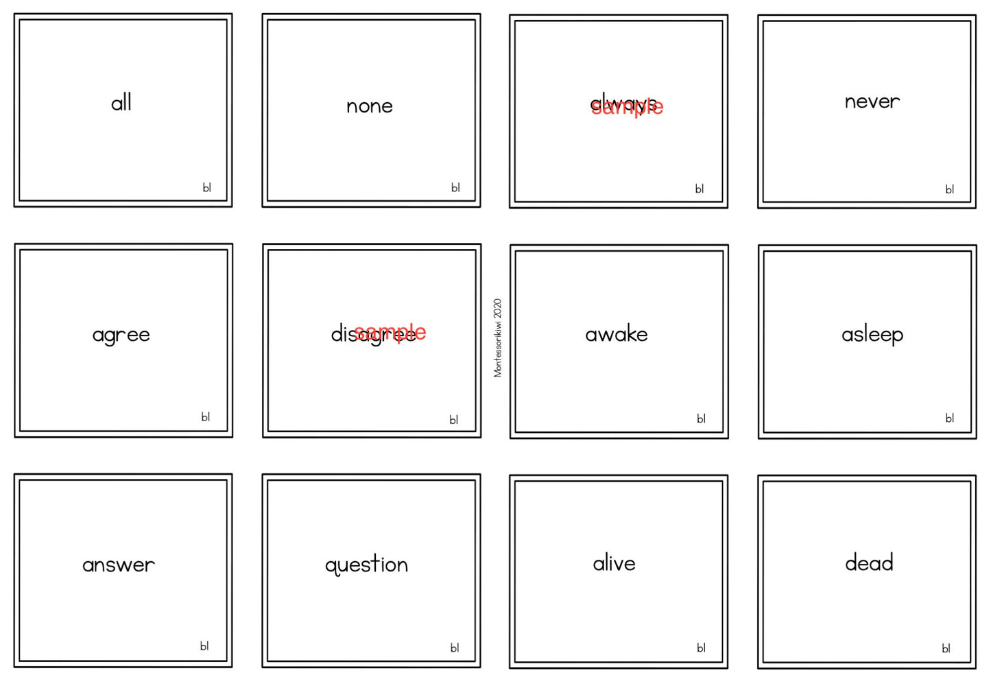 Word Study: Antonyms (literacy) - montessorikiwi
