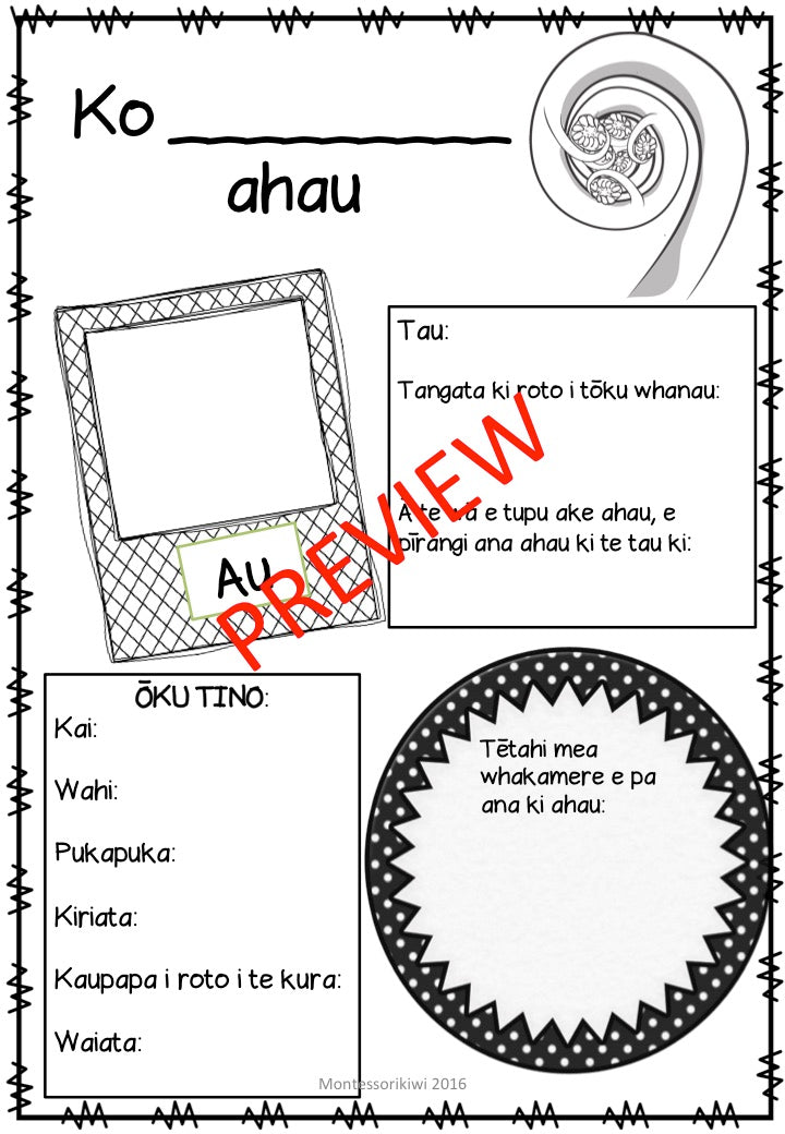 All About me TE REO MAORI - montessorikiwi