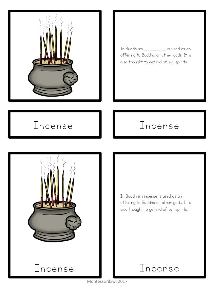 Buddhism 5 part cards (cosmic) - montessorikiwi