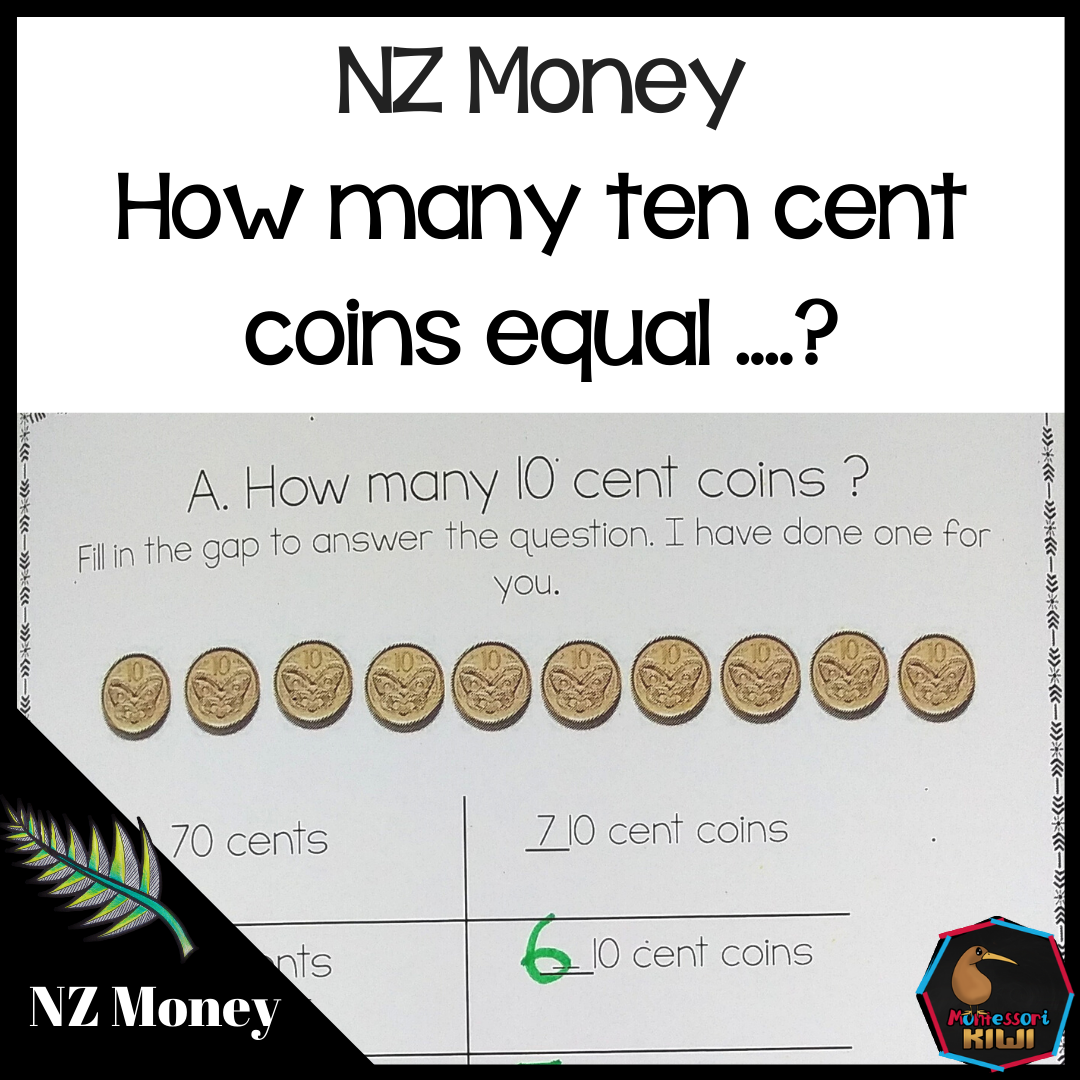 New Zealand Money Level 1: How many 10 cent coins equal - montessorikiwi