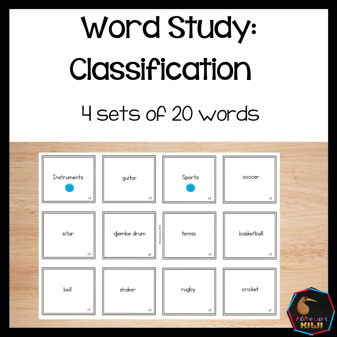 Word Study: Classification (literacy) - montessorikiwi