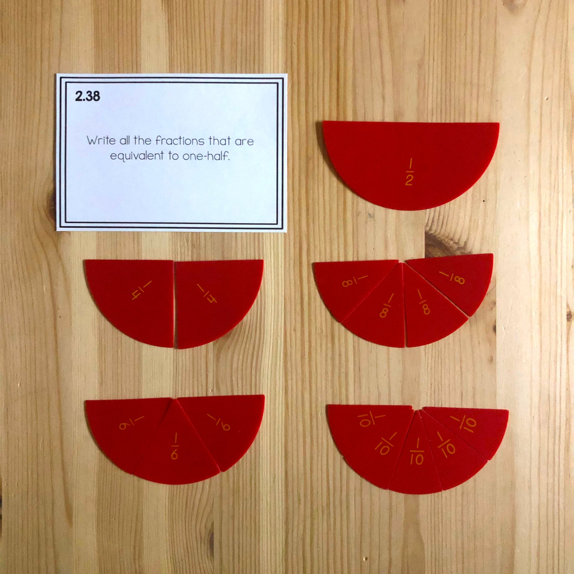 Equivalent Fraction Task Cards (Montessori) - montessorikiwi