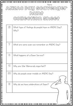 ANZAC Day Scavenger Hunt - montessorikiwi