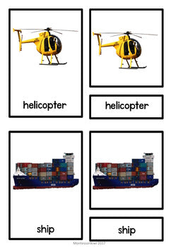 Transport 3 part cards - montessorikiwi