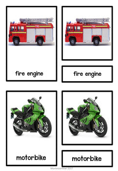 Transport 3 part cards - montessorikiwi