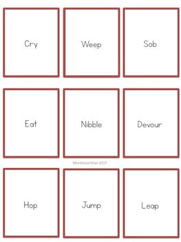Shades of Meaning with verbs (literacy) - montessorikiwi