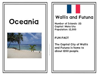 Oceania countries and territories fact cards - montessorikiwi