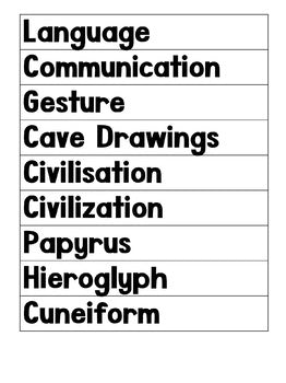 Vocab words for Fourth Great Story (cosmic) - montessorikiwi