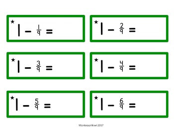 Subtraction of Fraction Tickets - montessorikiwi