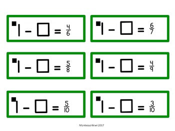 Subtraction of Fraction Tickets - montessorikiwi