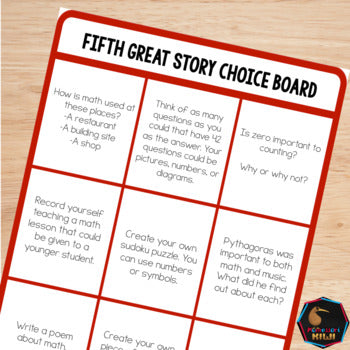 Fifth Great Story Choice Board (cosmic) - montessorikiwi