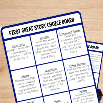 First Great Story Choice Board (cosmic) - montessorikiwi