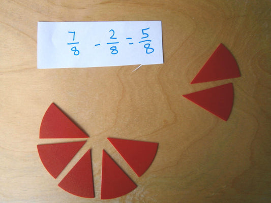 Subtracting fractions with Montessori