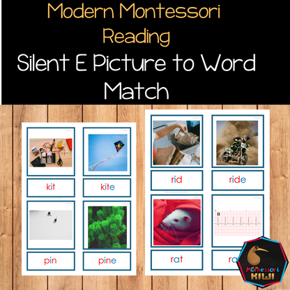 Modern Montessori Reading SOR Silent E Picture to Word Match  (literacy) (Subscription)