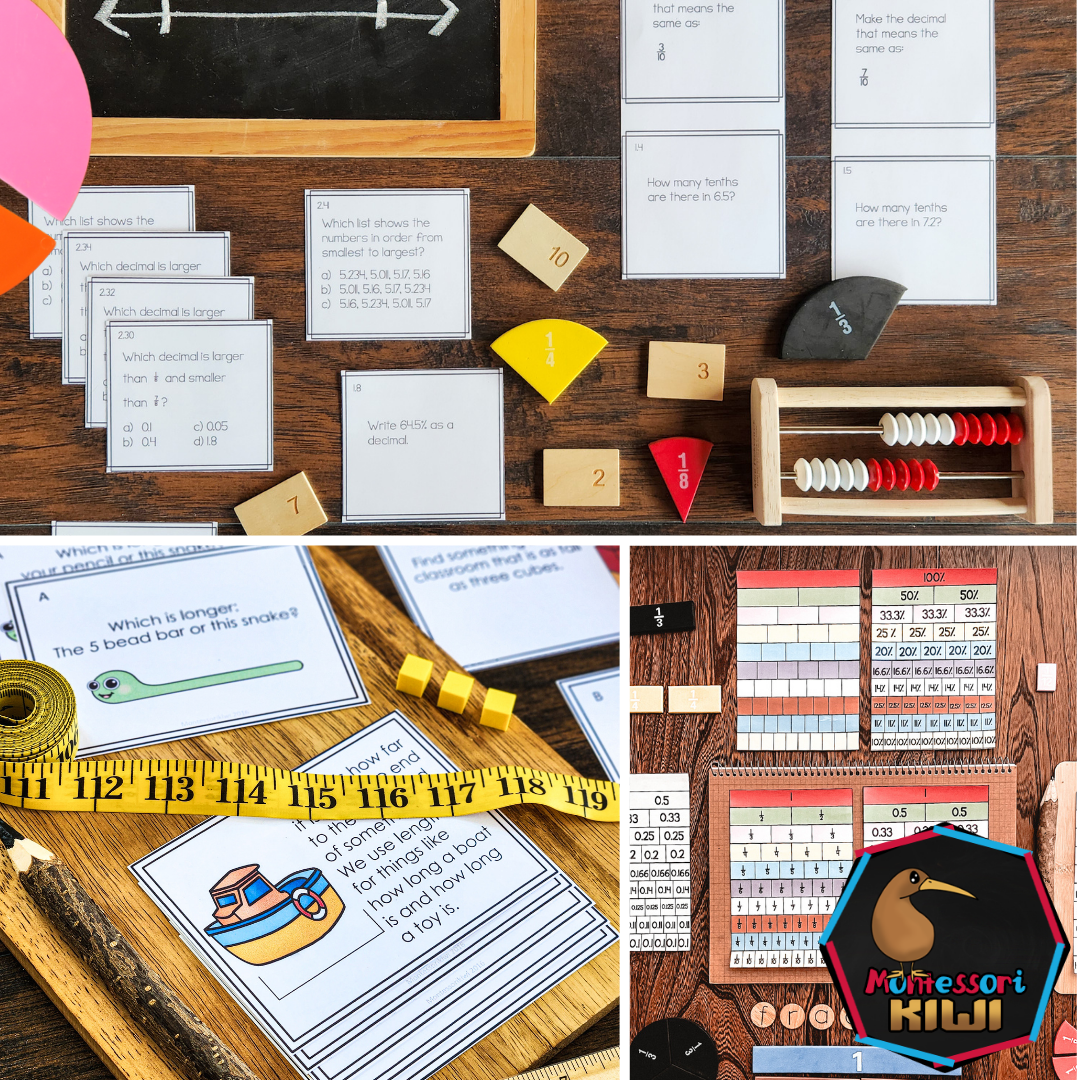 Montessori Upper Elementary Math Bundle | Fractions, Decimals & Percentages