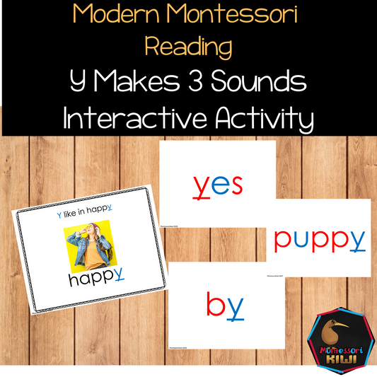 Modern Montessori Reading SOR Y makes 3 sounds activities  (literacy)
