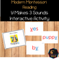 Modern Montessori Reading SOR Y makes 3 sounds activities  (literacy)