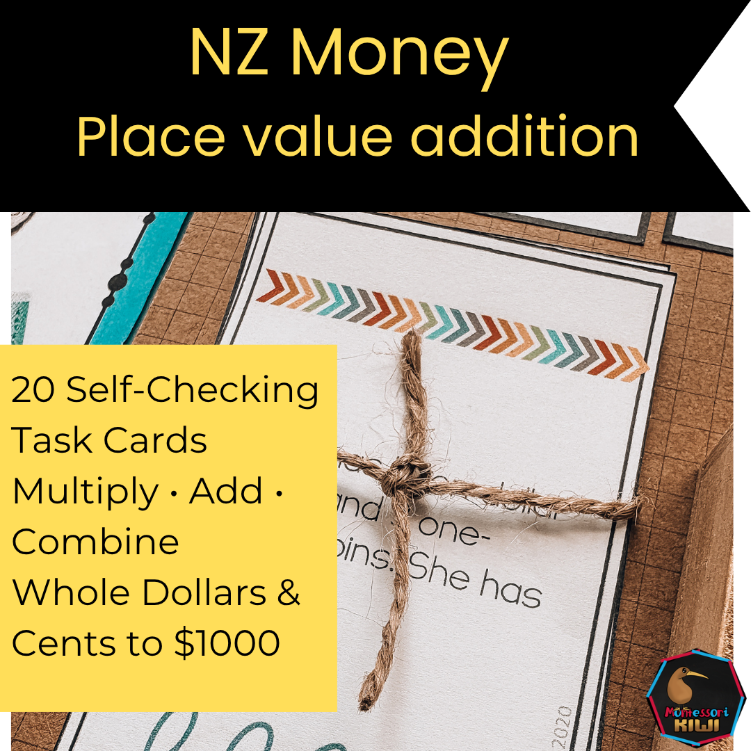New Zealand Money Place Value Task Cards | Level 3 Addition to $1000