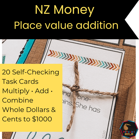 New Zealand Money Place Value Task Cards | Level 3 Addition to $1000