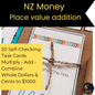 New Zealand Money Place Value Task Cards | Level 3 Addition to $1000