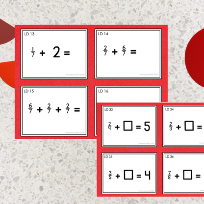 Montessori Adding Fractions with Like Denominators Task Cards | Addition
