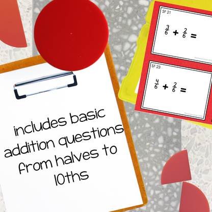 Montessori Adding Fractions with Like Denominators Task Cards | Mixed Numbers