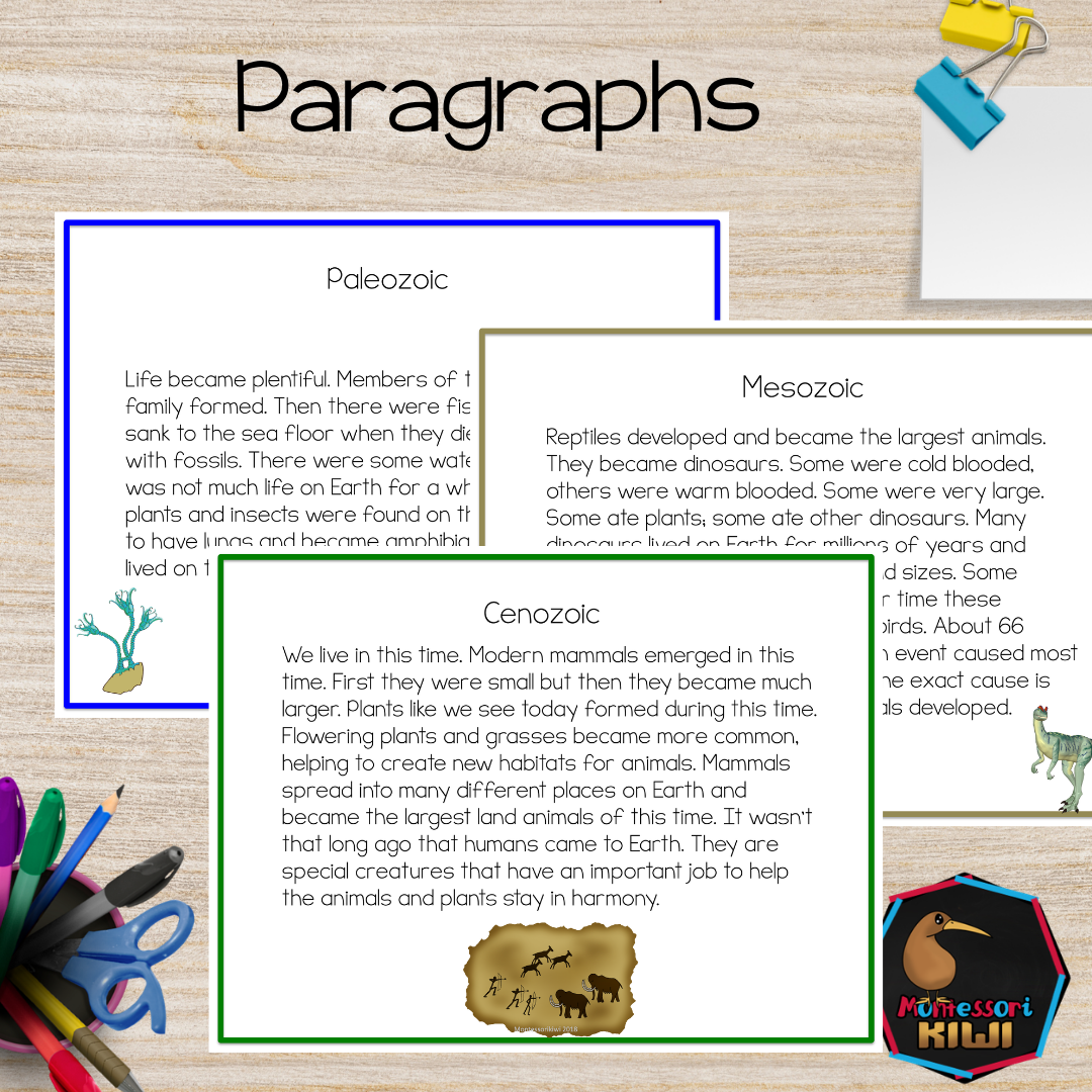 Montessori Clock of Eras Reading Comprehension | Timeline of Life Cloze Activity