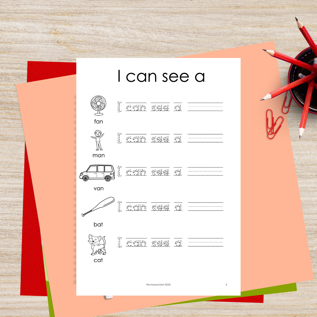 Montessori CVC Sentence Frames for Early Readers | Decodable Reading & Writing Activity