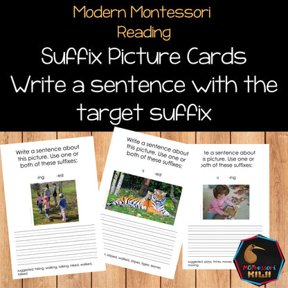 Modern Montessori Reading: Suffix writing activity