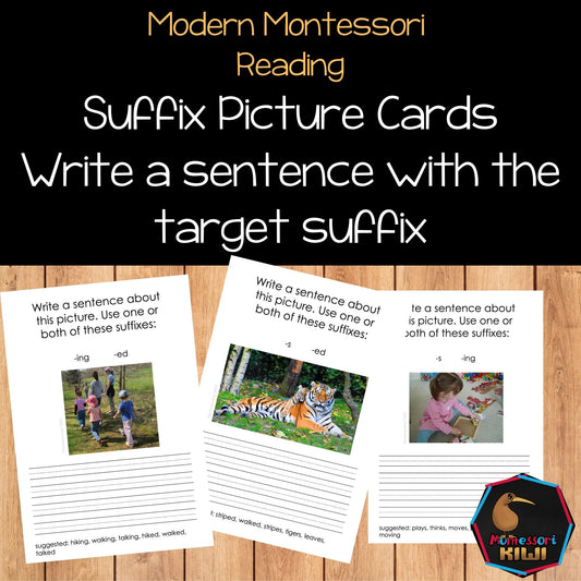 Modern Montessori Reading: Suffix writing activity
