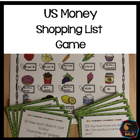 US Money Food Shopping Game  - subscription - montessorikiwi