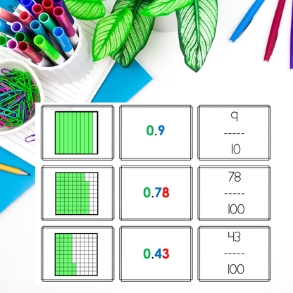 Decimal and Fraction Comparing Matching Activities – Interactive Math Centers