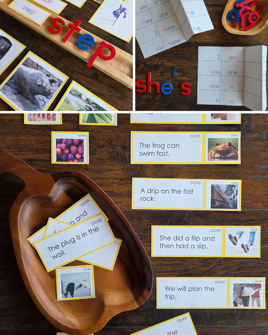 Freebie sample pack: Montessori Science of Reading , Modern Learn to Read Bundle for home and school (For ages 4-8)