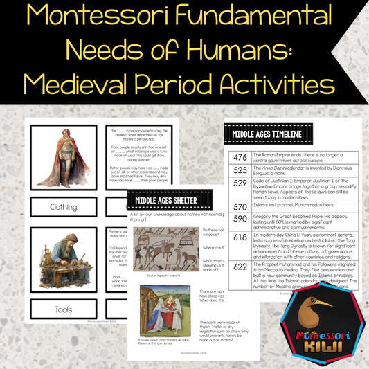 Montessori Fundamental Needs: Medieval Period Activities (cosmic)