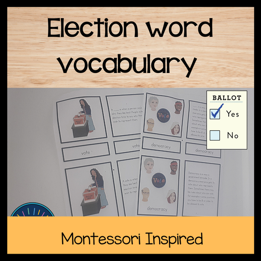 Election words vocabulary - subscription - montessorikiwi