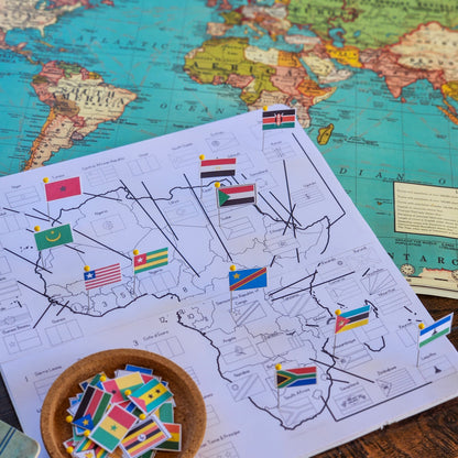 Africa Flag Pin Map - montessorikiwi