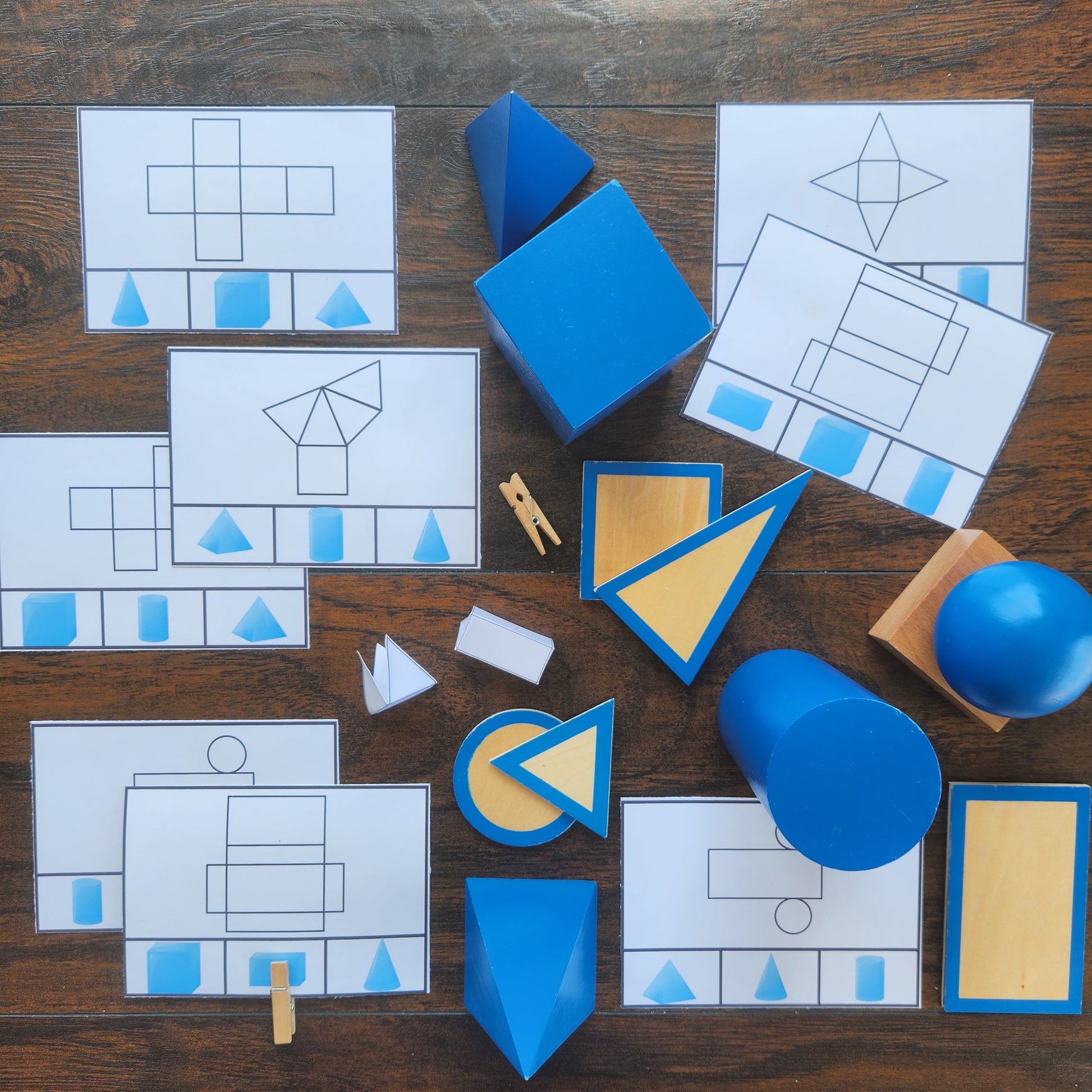 3d shapes nets clip and flip (math) Geometric Solids - subscription - montessorikiwi