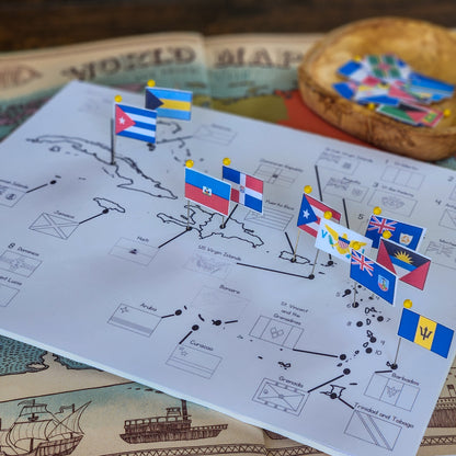 Caribbean Flag Pin Map - montessorikiwi