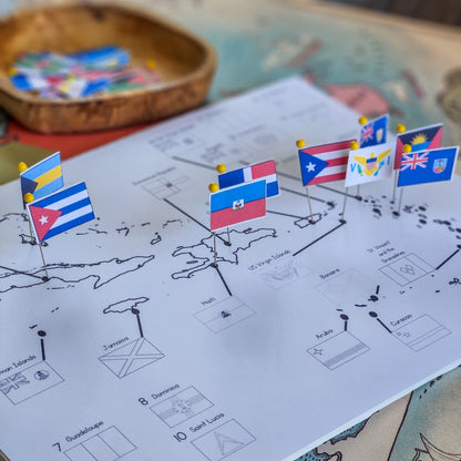 Caribbean Flag Pin Map - montessorikiwi