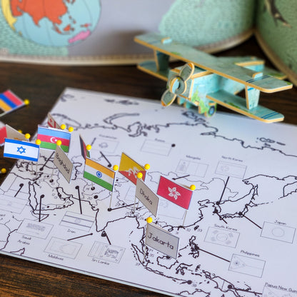 Asia Flag Pin Map - montessorikiwi