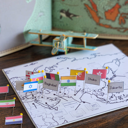 Asia Flag Pin Map - montessorikiwi