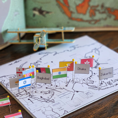 Asia Flag Pin Map - montessorikiwi