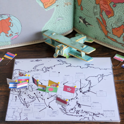 Asia Flag Pin Map - montessorikiwi